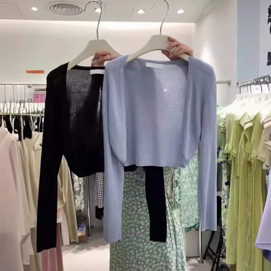 24HA159.13 - SET 2 ÁO CARDIGAN TƠ MỎNG DÁNG LỬNG