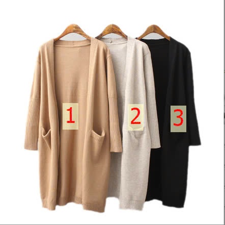 24HA159.09 - ÁO CARDIGAN LEN DÁNG DÀI NỮ