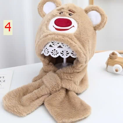 24HA179.11-MŨ LÔNG KÈM KHĂN CUTE CHO BÉ