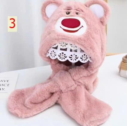 24HA179.11-MŨ LÔNG KÈM KHĂN CUTE CHO BÉ