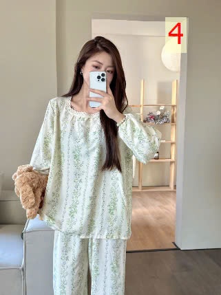 24HA179.02-BỘ MẶC NHÀ CỔ REN NỮ JIEAINA