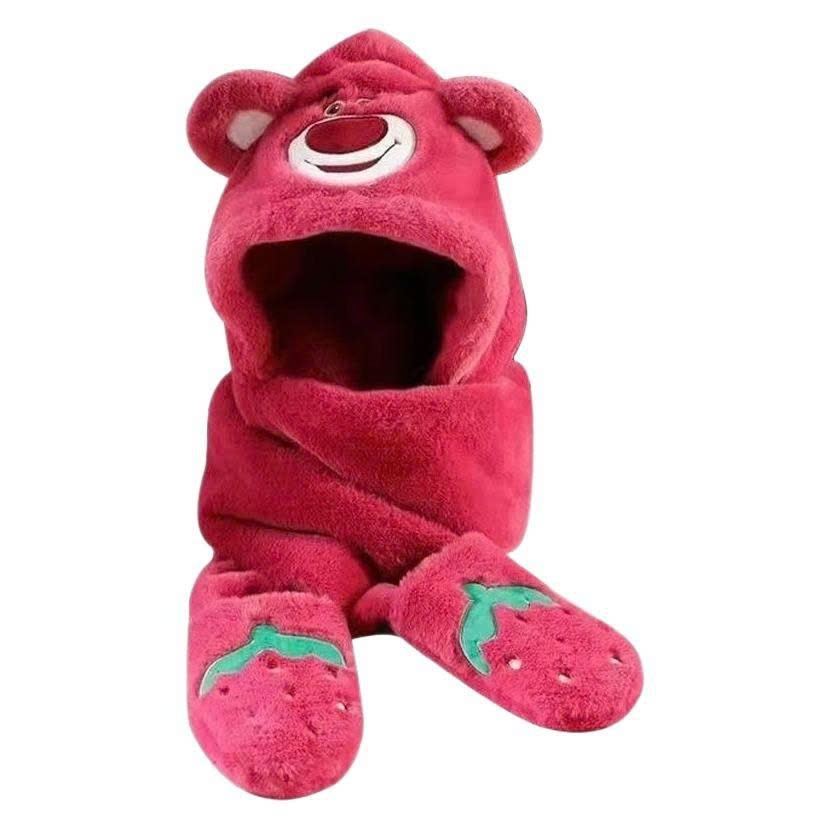 24HA179.11-MŨ LÔNG KÈM KHĂN CUTE CHO BÉ