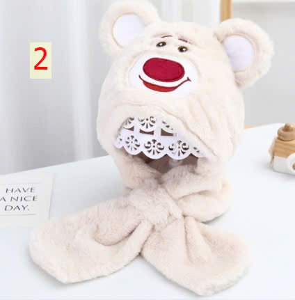 24HA179.11-MŨ LÔNG KÈM KHĂN CUTE CHO BÉ