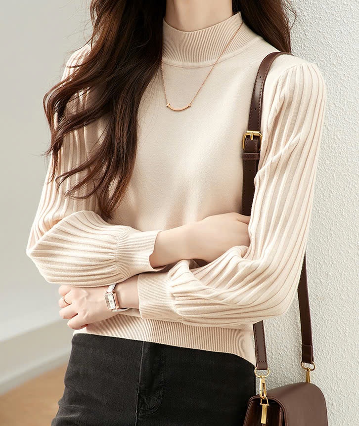 24HA199.17 - ÁO LEN CASHMERE NỮ CỔ 3P