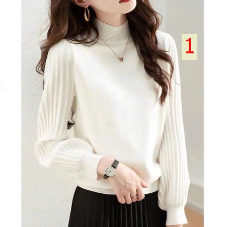 24HA199.17 - ÁO LEN CASHMERE NỮ CỔ 3P