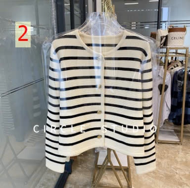 24HA189.08 - LEN CARDIGAN KẺ CHO NỮ