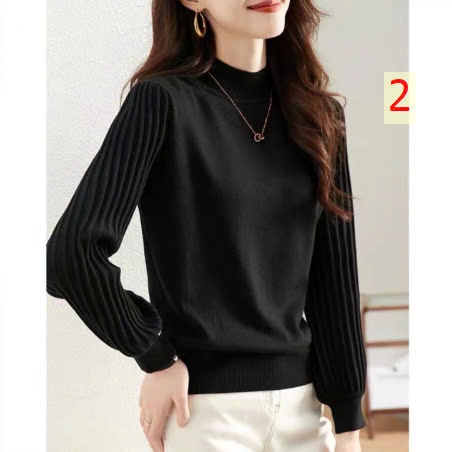 24HA199.17 - ÁO LEN CASHMERE NỮ CỔ 3P