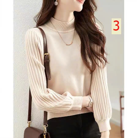 24HA199.17 - ÁO LEN CASHMERE NỮ CỔ 3P