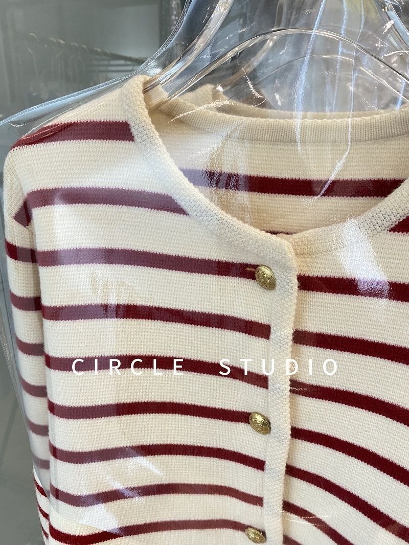 24HA189.08 - LEN CARDIGAN KẺ CHO NỮ