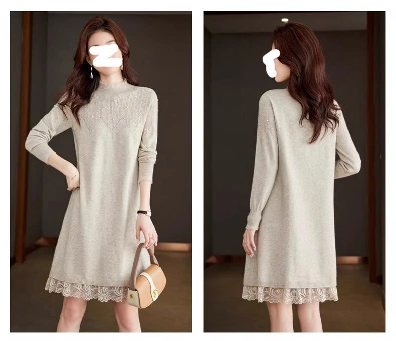 24HA209.17-ÁO LEN CỔ REN NỮ