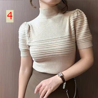 24HA209.23-ÁO LEN CỘC CAO CỔ TAY PHỒNG NỮ