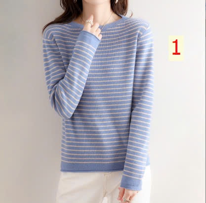 24HA219.05-ÁO LEN KẺ NỮ