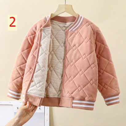 24HA219.01-ÁO KHOÁC NỈ BOMBER TRẦN TRÁM CHO BÉ