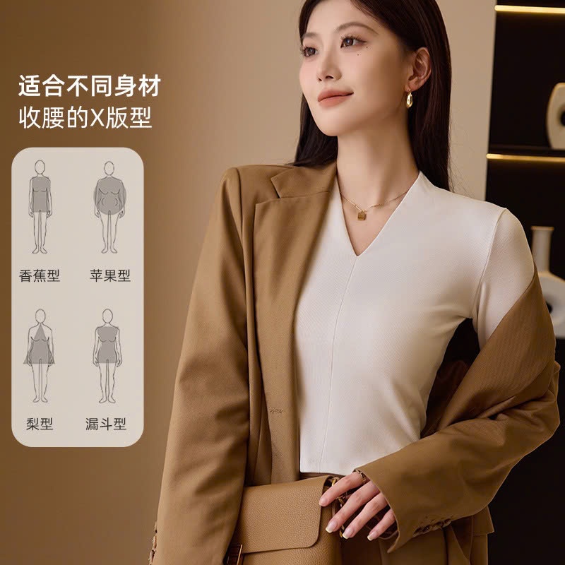 24HA229.02-ÁO CỔ V CHO NỮ