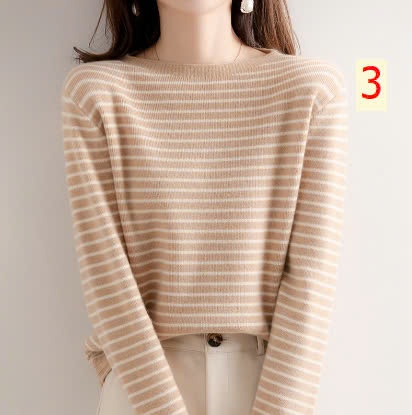 24HA219.05-ÁO LEN KẺ NỮ