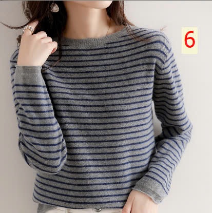 24HA219.05-ÁO LEN KẺ NỮ