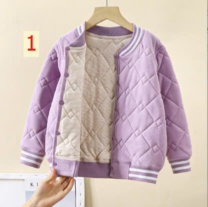 24HA219.01-ÁO KHOÁC NỈ BOMBER TRẦN TRÁM CHO BÉ