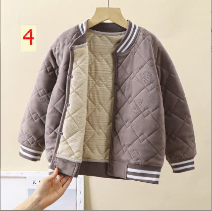 24HA219.01-ÁO KHOÁC NỈ BOMBER TRẦN TRÁM CHO BÉ