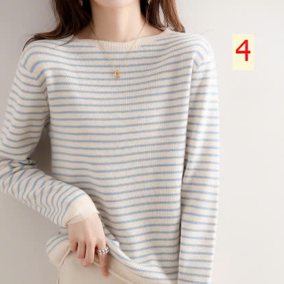 24HA219.05-ÁO LEN KẺ NỮ