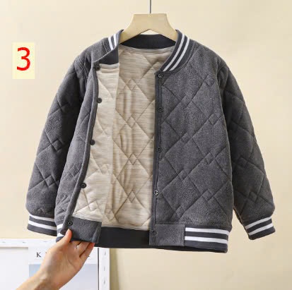 24HA219.01-ÁO KHOÁC NỈ BOMBER TRẦN TRÁM CHO BÉ