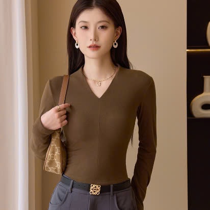 24HA229.02-ÁO CỔ V CHO NỮ