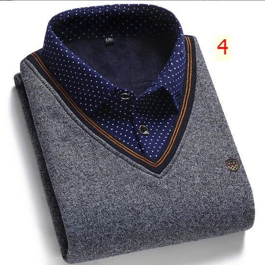 24HA229.06-ÁO LEN CỔ SƠ MI NAM LÓT LÔNG