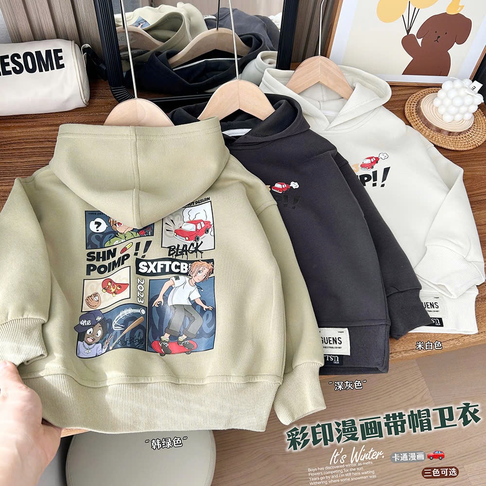 24HA229.23- ÁO NỈ HODDIE CÓ MŨ KACADY BÉ TRAI