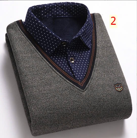 24HA229.06-ÁO LEN CỔ SƠ MI NAM LÓT LÔNG
