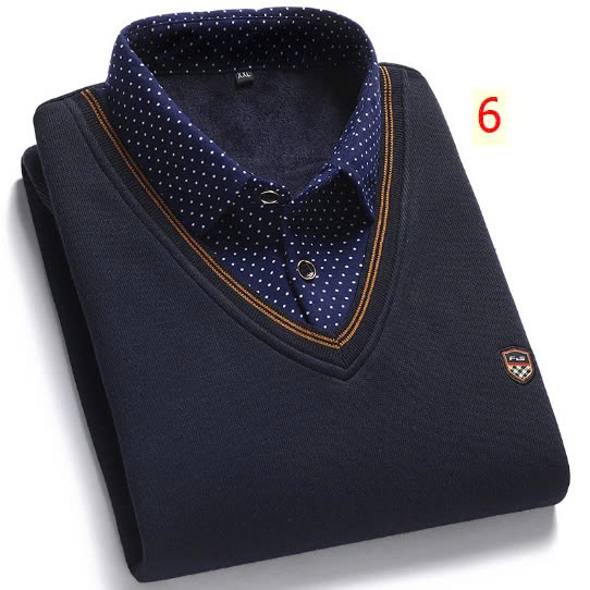 24HA229.06-ÁO LEN CỔ SƠ MI NAM LÓT LÔNG