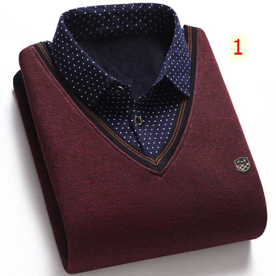 24HA229.06-ÁO LEN CỔ SƠ MI NAM LÓT LÔNG