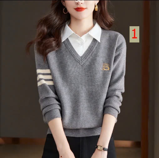 24HA229.26- ÁO LEN PHỐI SƠ MI NỮ