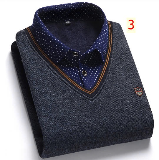 24HA229.06-ÁO LEN CỔ SƠ MI NAM LÓT LÔNG