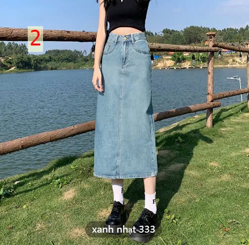 24HA279.01-CHÂN VÁY JEANS DÁNG DÀI