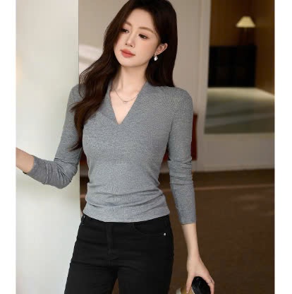 24HA269.30-ÁO THUN DÀI TAY CỔ V LIMAO