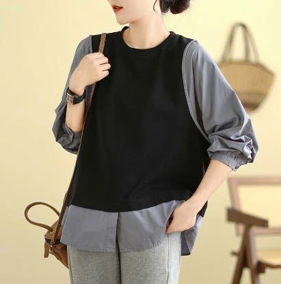 24HA269.09-SƠ MI NỮ CỔ TRÒN PHỐI SÀNH ĐIỆU