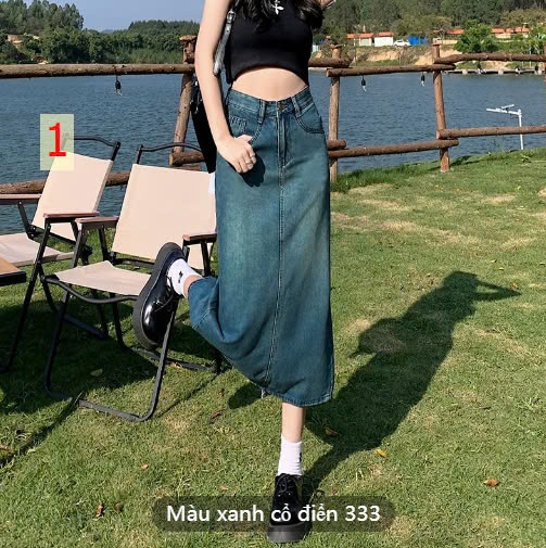 24HA279.01-CHÂN VÁY JEANS DÁNG DÀI