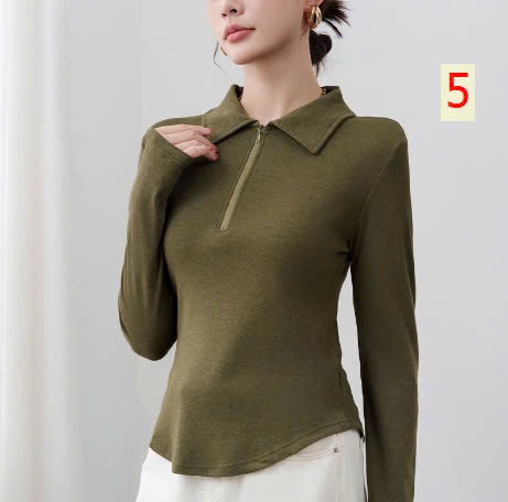24HA279.07 - ÁO THUN CỔ POLO KÉO KHÓA NỮ