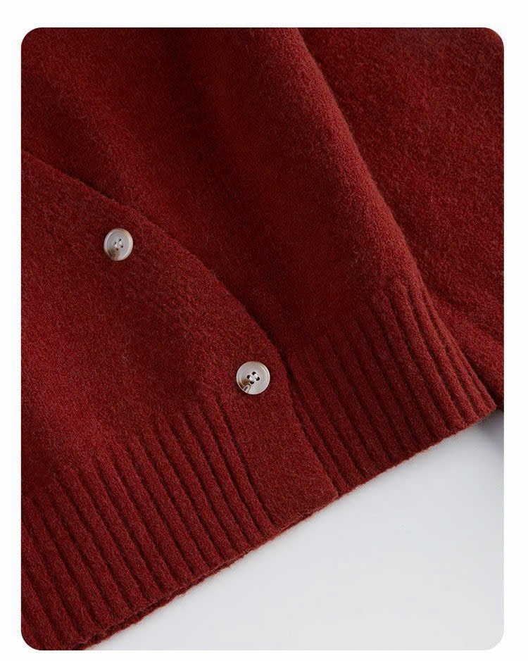 24HA279.28 - ÁO CARDIGAN CỔ V VẠT CHÉO ĐÍNH CÚC