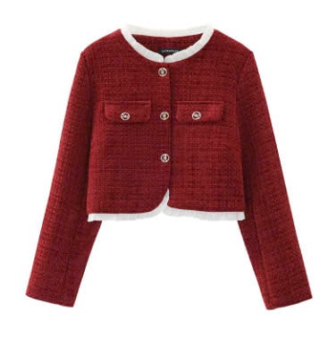 24HA110.03 -ÁO KHOÁC DẠ TWEED CHO NỮ