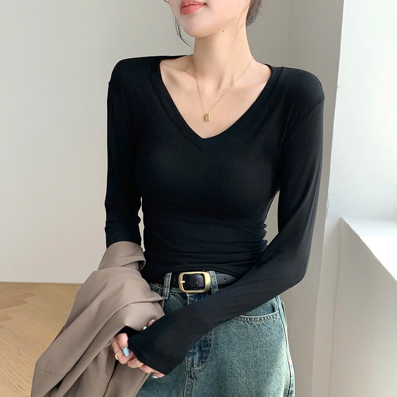 24HA410.05- ÁO THUN CỔ V THU ĐÔNG