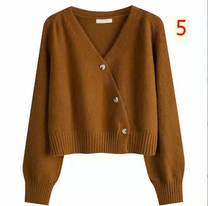 24HA510.07 - ÁO CARDIGAN CỔ V VẠT CHÉO ĐÍNH CÚC