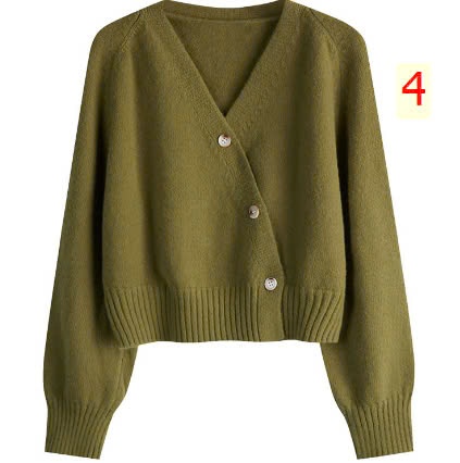 24HA510.07 - ÁO CARDIGAN CỔ V VẠT CHÉO ĐÍNH CÚC