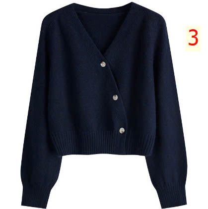 24HA510.07 - ÁO CARDIGAN CỔ V VẠT CHÉO ĐÍNH CÚC
