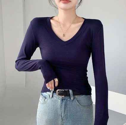 24HA410.05- ÁO THUN CỔ V THU ĐÔNG