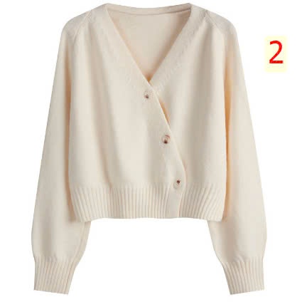 24HA510.07 - ÁO CARDIGAN CỔ V VẠT CHÉO ĐÍNH CÚC