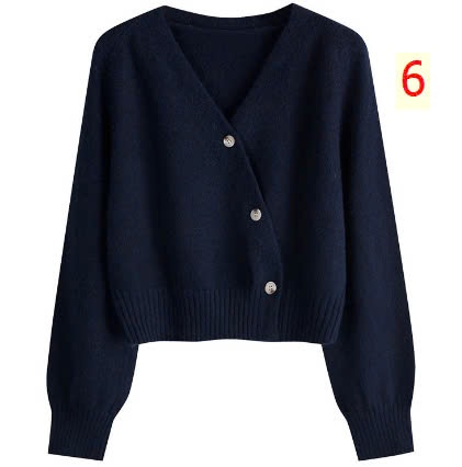 24HA510.07 - ÁO CARDIGAN CỔ V VẠT CHÉO ĐÍNH CÚC