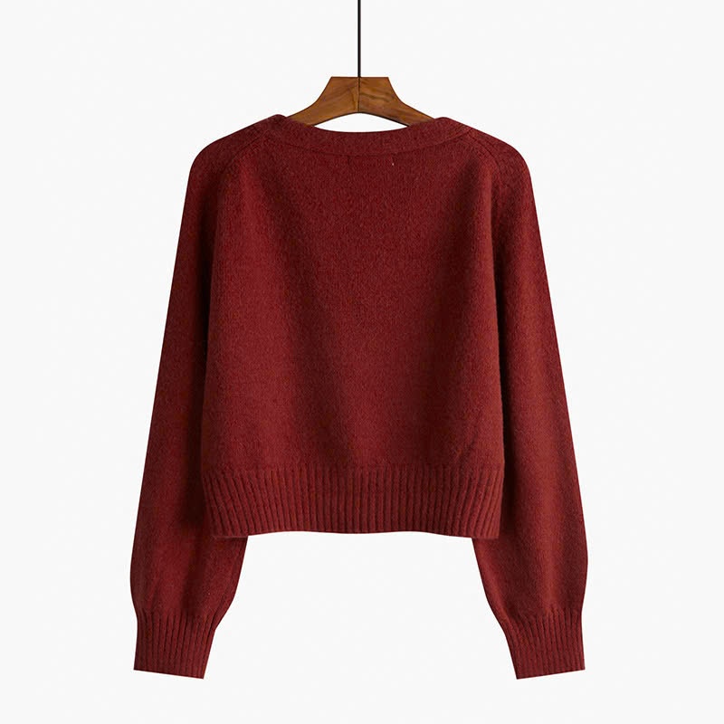 24HA510.07 - ÁO CARDIGAN CỔ V VẠT CHÉO ĐÍNH CÚC