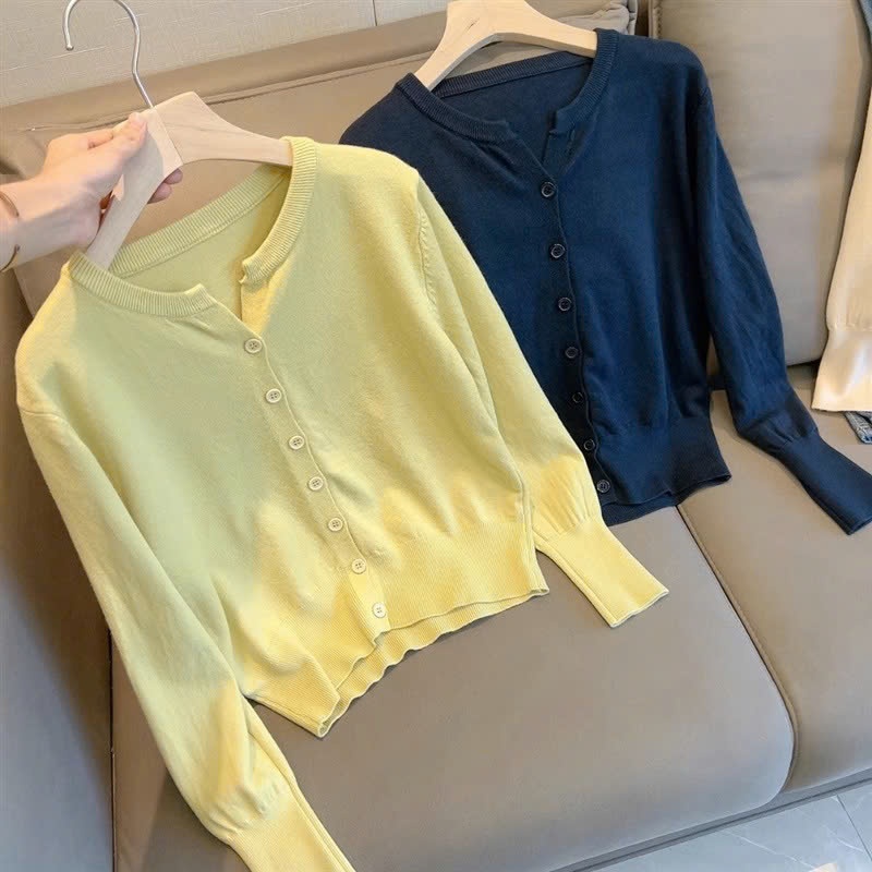 24HA510.20 - CARDIGAN TRƠN MÀU NỮ