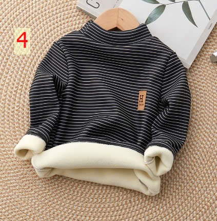 24HA510.15 - ÁO KẺ GIỮ NHIỆT LÓT LÔNG CHO BÉ