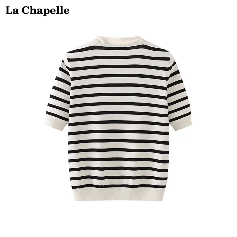 24HA510.32 - ÁO LEN KẺ ĐEN TRẮNG LACHAPELLE
